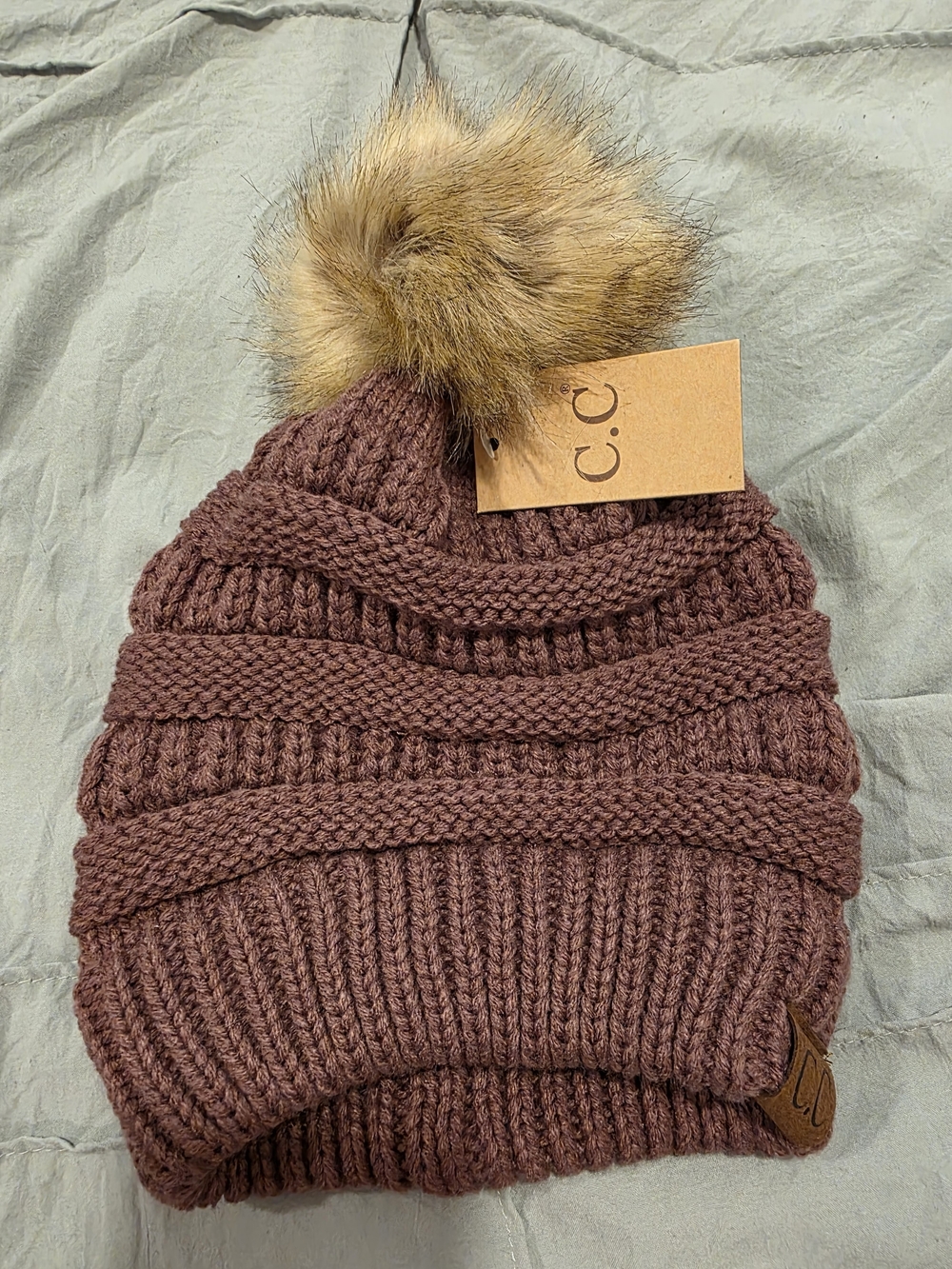 C.C Women’s Knit Pom Beanie - Chocolate Brown